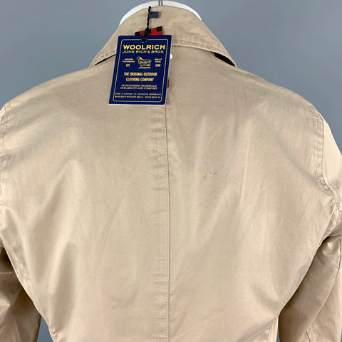 WOOLRICH Size S Tan Cotton Blend Pointed Collar Double Breasted Jacket