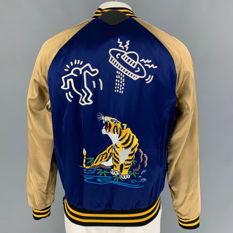 COACH x Keith Haring Size XL Navy Taupe Embroidery Bomber Jacket