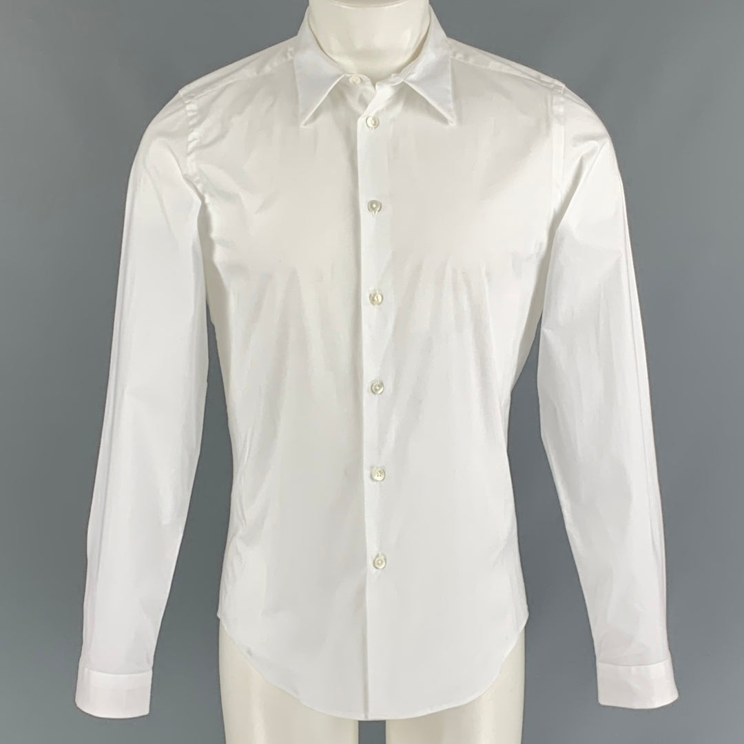 PAUL SMITH PS by Size M White Solid Cotton Button Up Long Sleeve Shirt