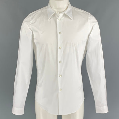 PAUL SMITH PS by Size M Camisa blanca de manga larga con botones de algodón sólido