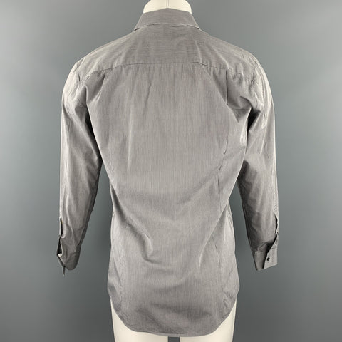 HUGO BOSS Size M Grey Stripe Cotton Blend Button Up Long Sleeve Shirt