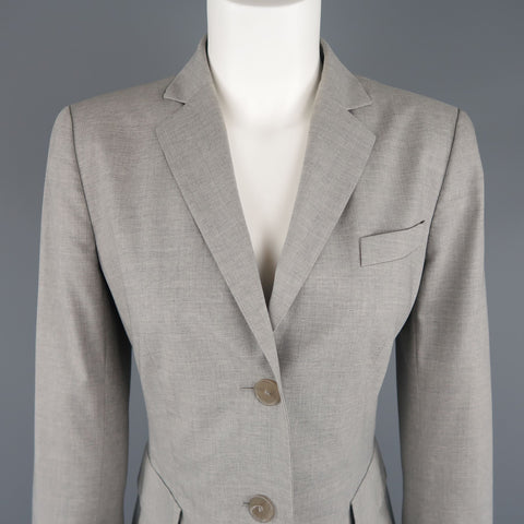 AKRIS Size US 6 Light Heather Gray Notch Lapel Three Button Long Coat