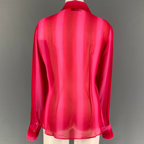 V2 by VERSACE Size 8 Pink Red Viscose Stripe Button Up Shirt