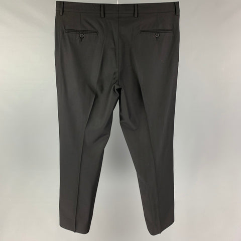 CALVIN KLEIN COLLECTION Size 36 Black Wool Zip Fly Dress Pants