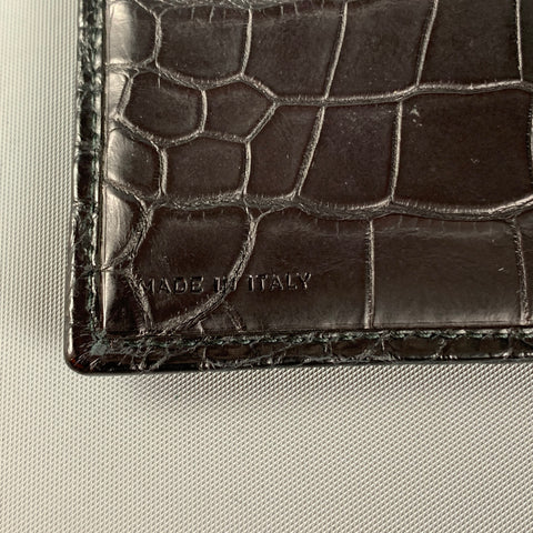 SMYTHSON OF BOND ST. Black Embossed Leather Wallet