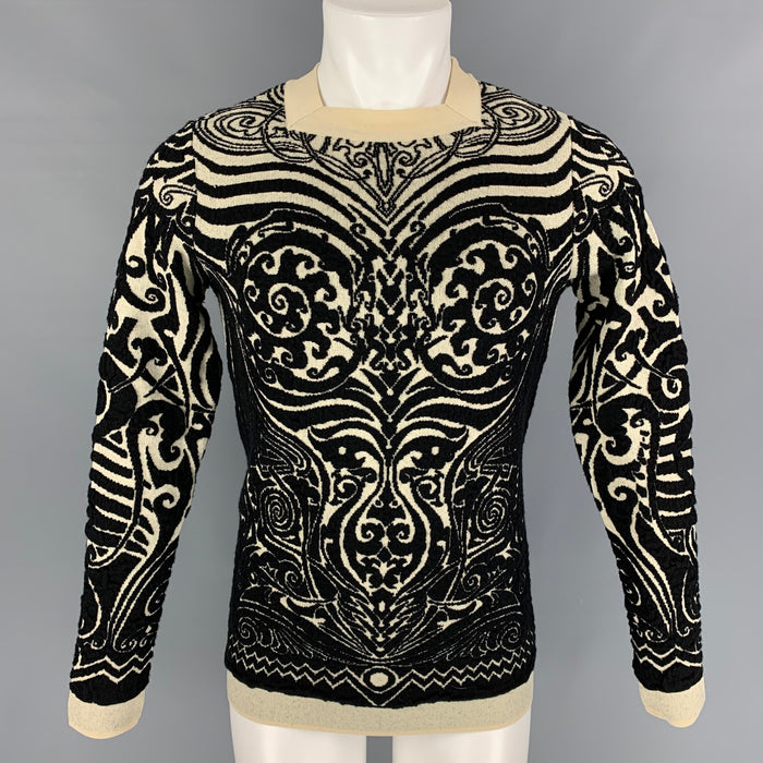 Vintage 1990's JEAN PAUL GAULTIER Size M Black Beige Tattoo Wool / Polyamide Pullover