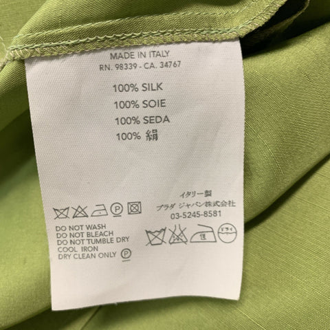 PRADA Taille 10 Haut robe à manches longues en soie verte