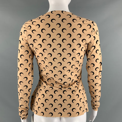 MARINE SERRE Size XL Beige Black Polyamide Eastane Half Moon Casual Top