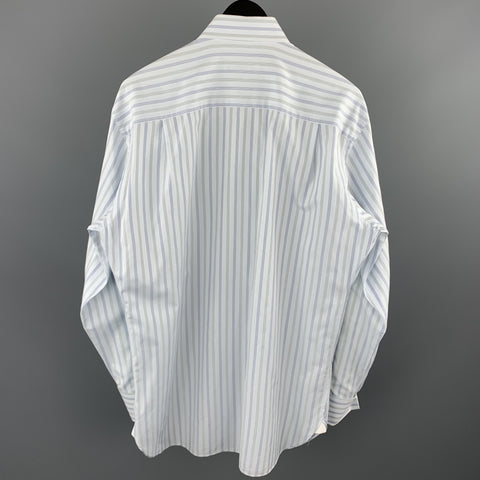 ERMENEGILDO ZEGNA Size M Light Grey Stripe Cotton French Cuff Long Sleeve Shirt