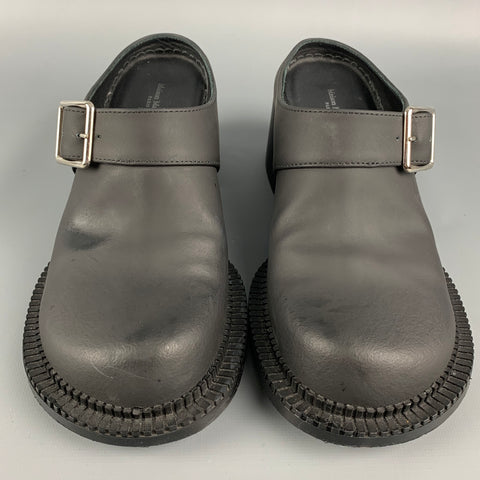 MAISON MARGIELA Size 8 Black Rubberized Leather Clog Boots