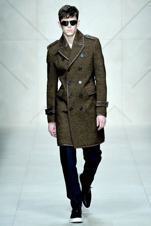 BURBERRY PRORSUM Fall 2011 Size 40 Brown Textured Virgin Wool / Alpaca Trench Coat