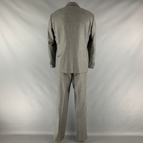 KENT & CURWEN Size 46 Grey Stripe Wool Blend Notch Lapel Suit