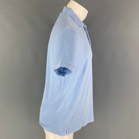VILEBREQUIN Taille L Polo Manche Courte Bleu Eponge Coton Polyamide