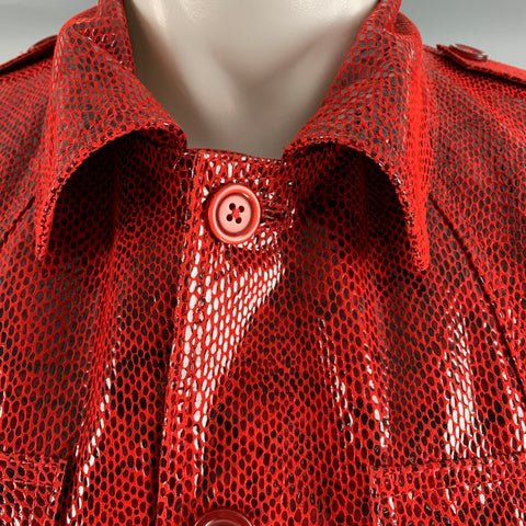 LEATHER CULT Taille L Veste en Daim Imprimé Serpent Rouge Marron