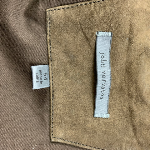 JOHN VARVATOS Size 44 Brown Distressed Lamb Skin Leather Coat