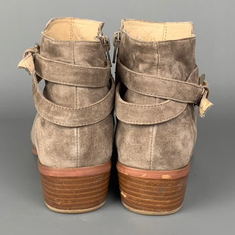 BARNEY'S NEW YORK Size 9 Taupe Suede Ankle Strap Boots