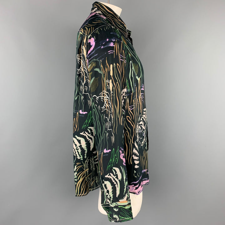 3.1 PHILLIP LIM Size XL Mulitcolor Print Cupro Long Sleeve Shirt