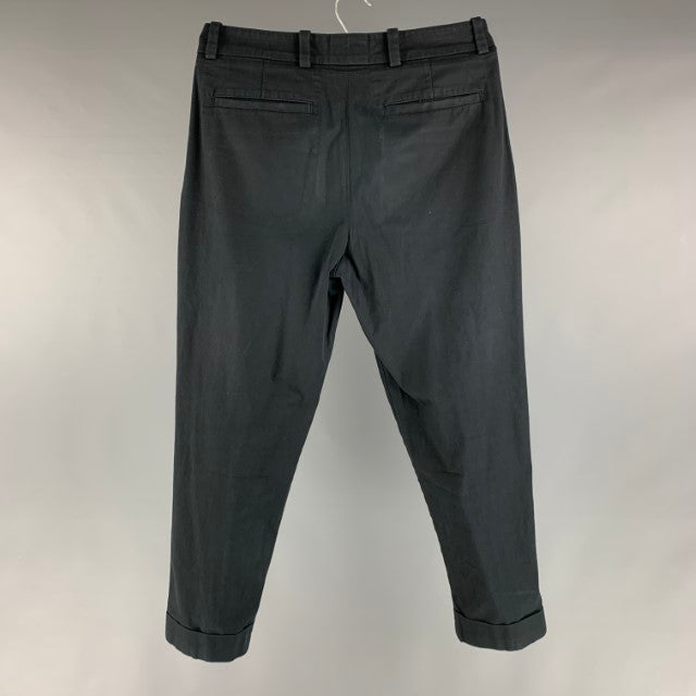 ACNE STUDIOS Size 32 Black Solid Cotton Elastane Pleated Dress Pants