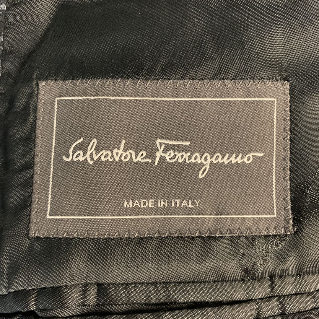 SALVATORE FERRAGAMO 38 / IT 48 Leaf Print Multicolor Velvet Embroidered Sport Coat Jacket