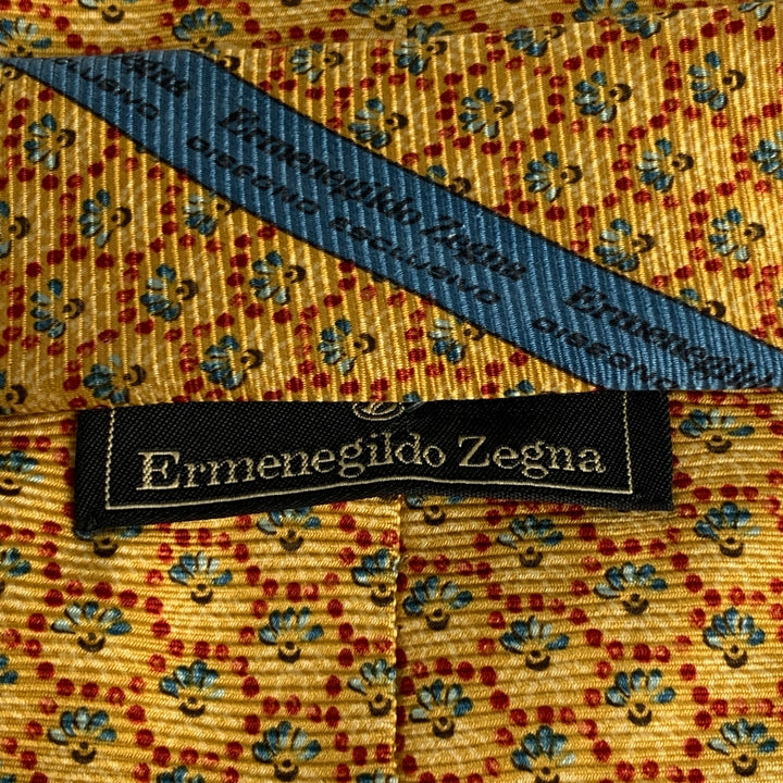 ERMENEGILDO ZEGNA Yellow & Red Circle Print Silk Tie