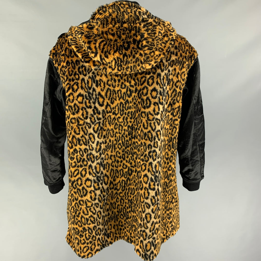 ENGINEERED GARMENTSSize L Black Tan Animal Print Polyester / Cotton Coat