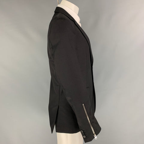 GIVENCHY Size 40 Black Wool / Polyamide Notch Lapel Sport Coat