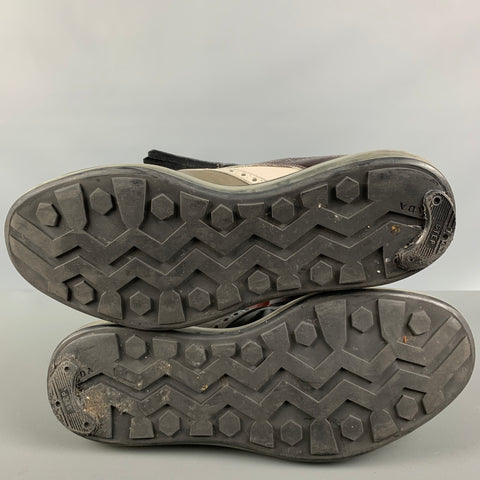 PRADA Talla 8 Zapatos con cordones de cuero perforado gris marrón