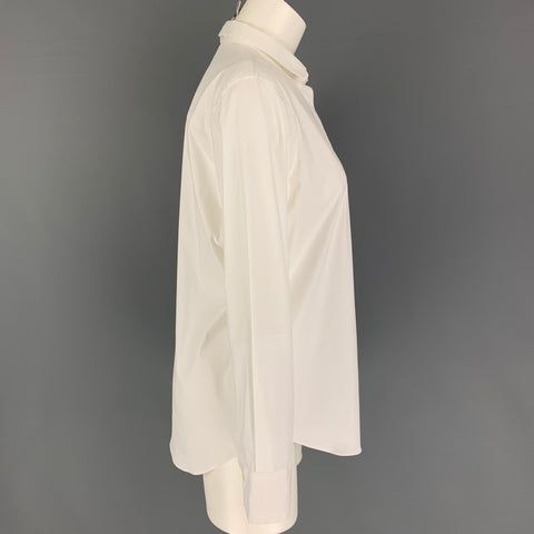 BRUNELLO CUCINELLI Blusa con botones en mezcla de algodón blanca talla L