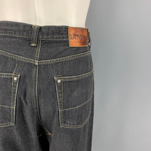 COMME des GARCONS GANRYU Size S Charcoal Contrast Stitch Selvedge Denim Jeans