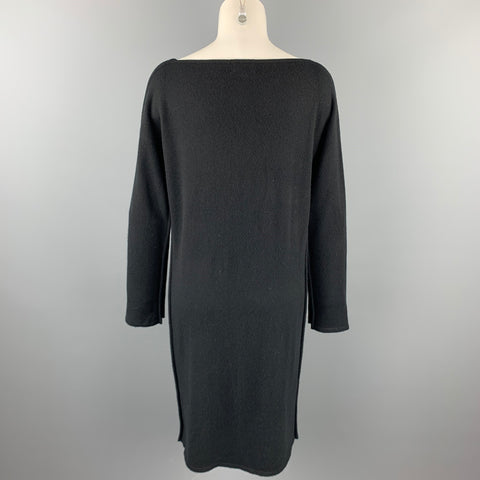 TSE Size M Black Knitted Cashmere Mid-Calf Boat Neck Dress