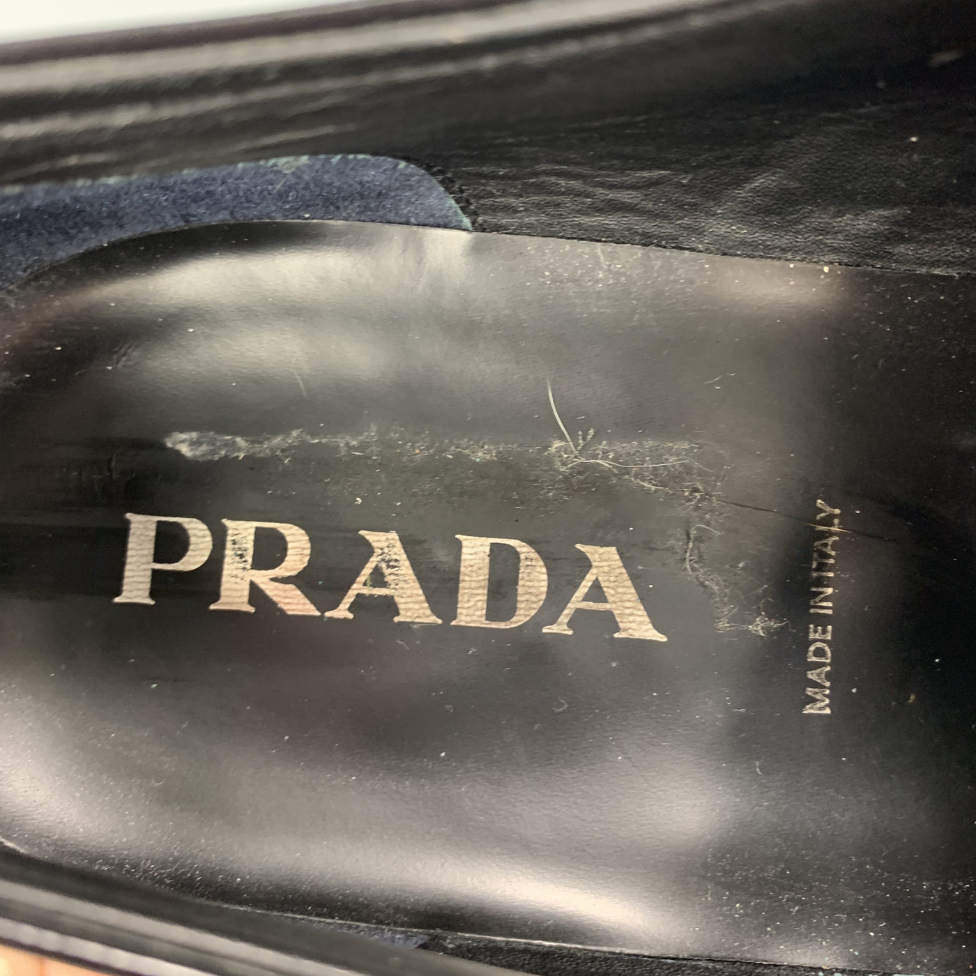PRADA Size 12.5 Black Leather Apron Toe Lace Up
