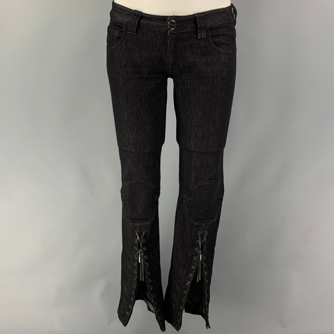 GAULTIER JEANS Size 29 Black Cotton Polyester Wide-Leg Low Rise Jeans