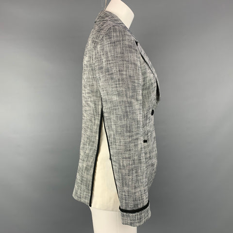 STRENESSE Talla 4 Blazer de mezcla de algodón blanco y negro