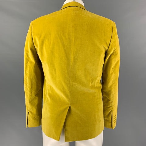 MARC JACOBS Size 36 Yellow Solid Cotton Velvet Peak Lapel Sport Coat