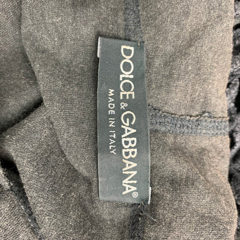 DOLCE & GABBANA Size 40 Charcoal Mesh Cotton Hooded Sweatshirt
