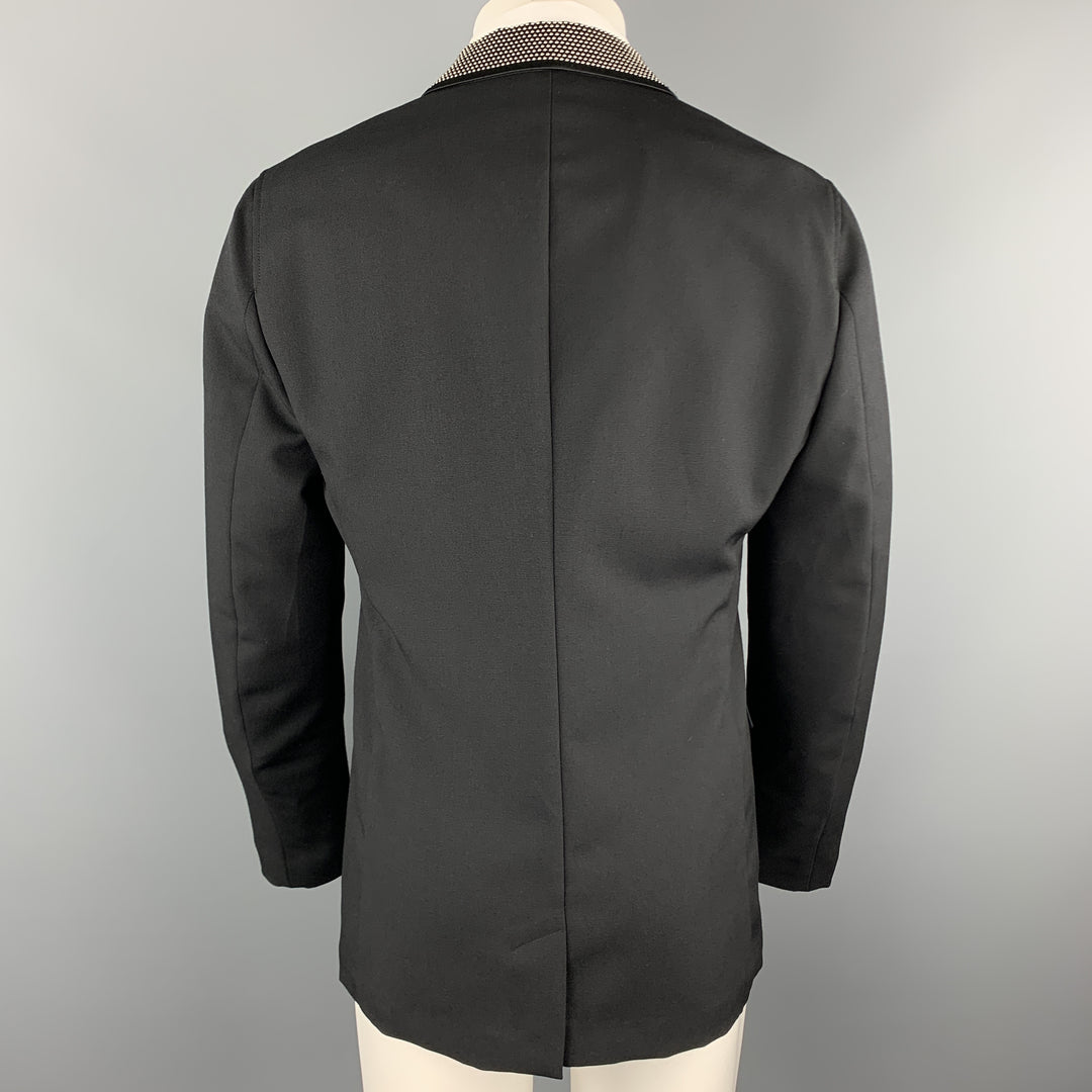 ALEXANDER MCQUEEN Size 42 Black Studded Notch Lapel Wool / Mohair Sport Coat
