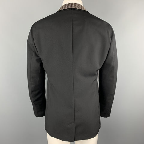 ALEXANDER MCQUEEN Size 42 Black Studded Notch Lapel Wool / Mohair Sport Coat
