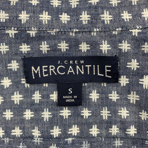 J CREW Size S Indigo Print Cotton Button Up Short Sleeve Shirt