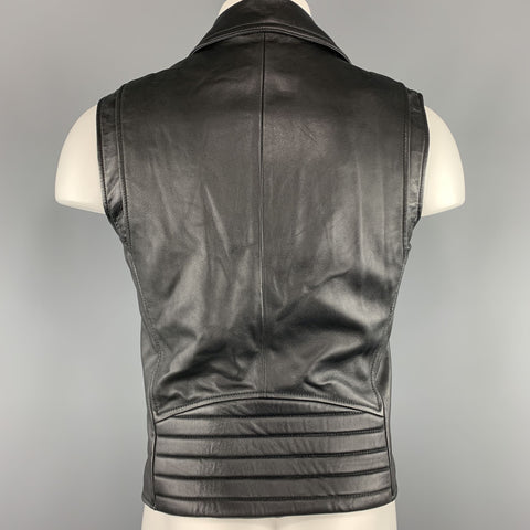 VERSUS by VERSACE Size XS Black Leather Lion Head Biker Vest