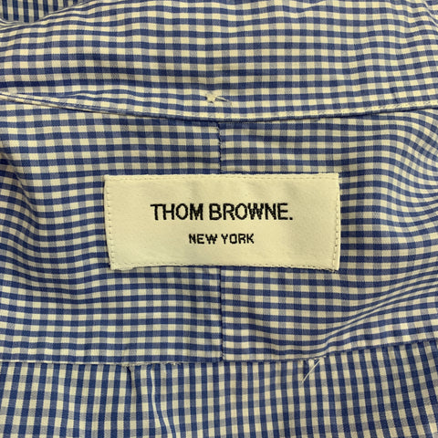 THOM BROWNE Camisa de manga larga con botones de algodón a cuadros azul y blanco talla S