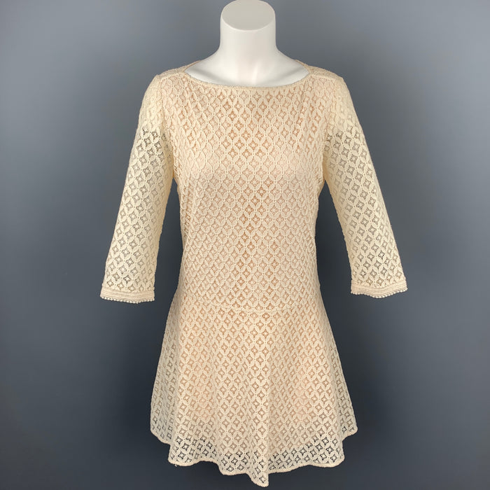 SEE By Chloe Taille 2 Crème Dentelle Coton / Nylon Ceinture élastique Robe trapèze