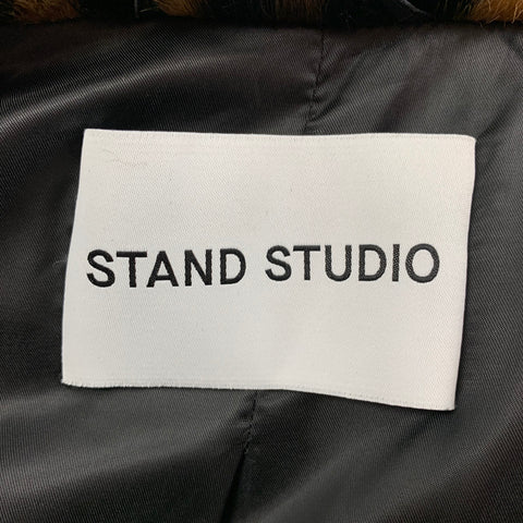 STAND STUDIO Size XS Tan Black Brown Modacrylic Faux Fur Alexandra Coat