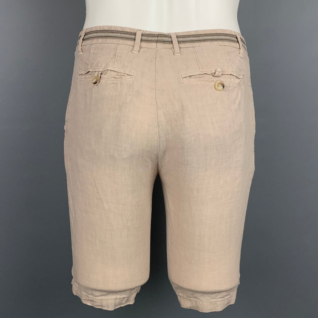 ETRO Size 32 Beige Wrinkled Linen Shorts