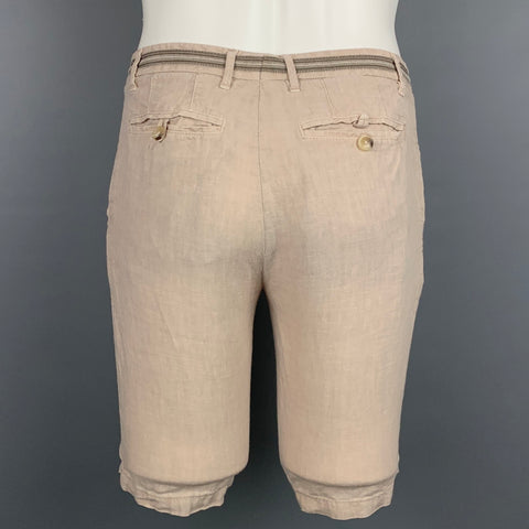 ETRO Talla 32 Pantalón corto de lino arrugado beige