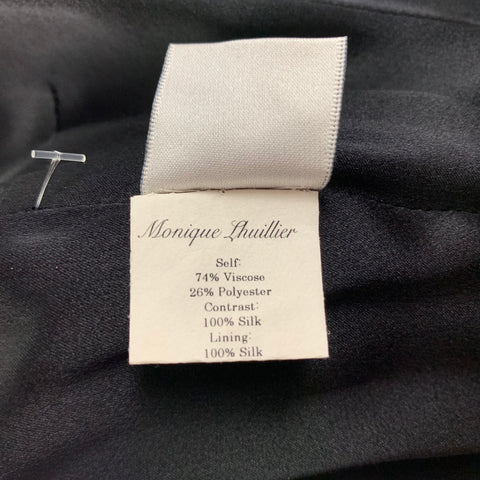 MONIQUE LHUILLIER Talla 10 Vestido recto de poliéster viscosa negro