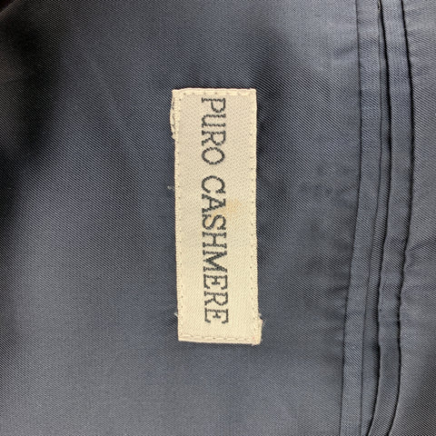 SULKA Size 40 Navy Blue Cashmere Buttoned Long Coat