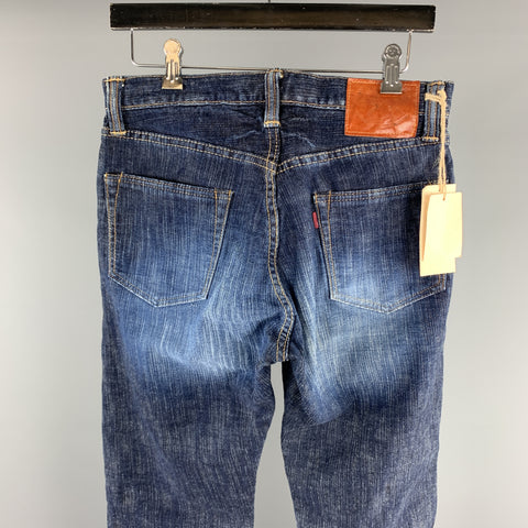 ETERNAL Size 30 Indigo Washed Cotton Button Fly Jeans