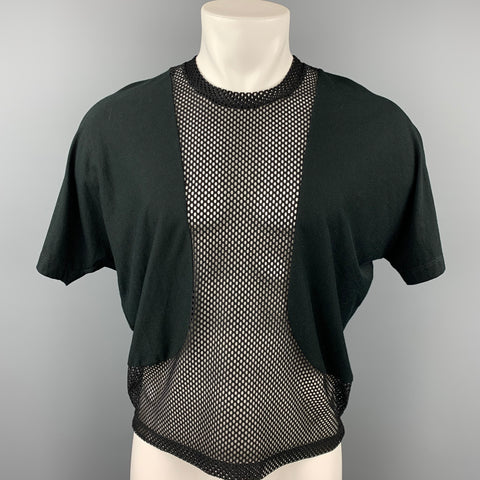 LINDER Camiseta de manga corta de poliéster de malla negra Talla XS