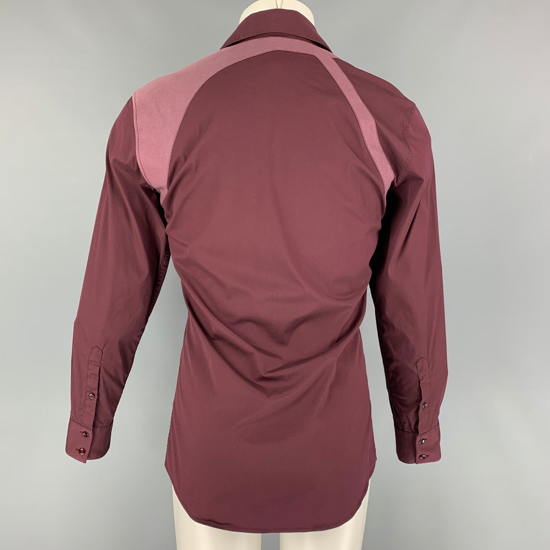 ALEXANDER MCQUEEN Size XS Burgundy Two Toned Cotton Long Sleeve Shirt