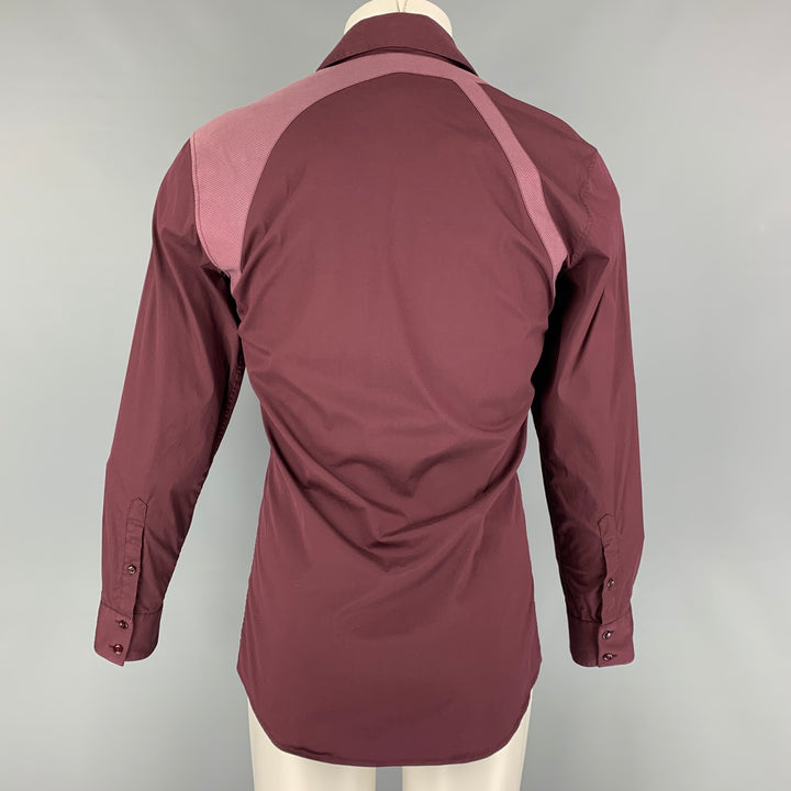 ALEXANDER MCQUEEN Size XS Burgundy Two Toned Cotton Long Sleeve Shirt